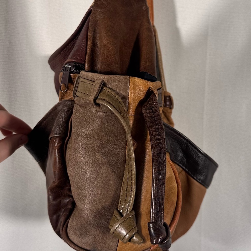 Vintage Slouchy Leather Patchwork Crossbody Bag - Picture 6 of 10